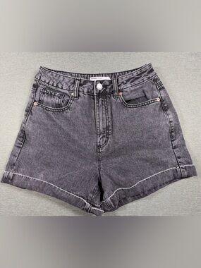 Garage Washed Black High-Rise Denim Shorts